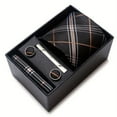 thumbnail image 1 of EIMELI 1 Set of Luxury Plaid Tie Accessories - Tie Sets for Men with Pocket Square  Handkerchief  Cufflink  Tie Clip  and Gift Box - Perfect Wedding or Business Suit Accessories for Him, 1 of 6