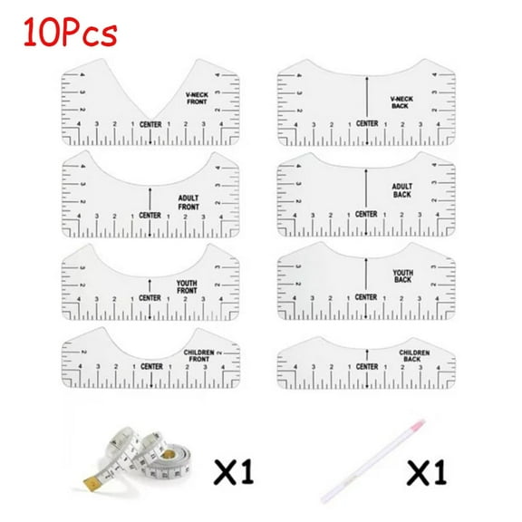 EIMELI 10 Pcs Tshirt Ruler Guide for Vinyl Alignment Tool with Soft Tape Measure Craft Sewing Supplies Accessories Tools for Heat Press HTV Heat Transfer Vinyl