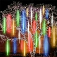 thumbnail image 1 of EIMELI 10 Tube 360 LEDs Solar Meteor Shower Rain Lights,Outdoor Double-sided Waterproof Snow Falling Raindrop Icicle Cascading Decoration Lights for Christmas Party Garden Home(Multi Color), 1 of 6