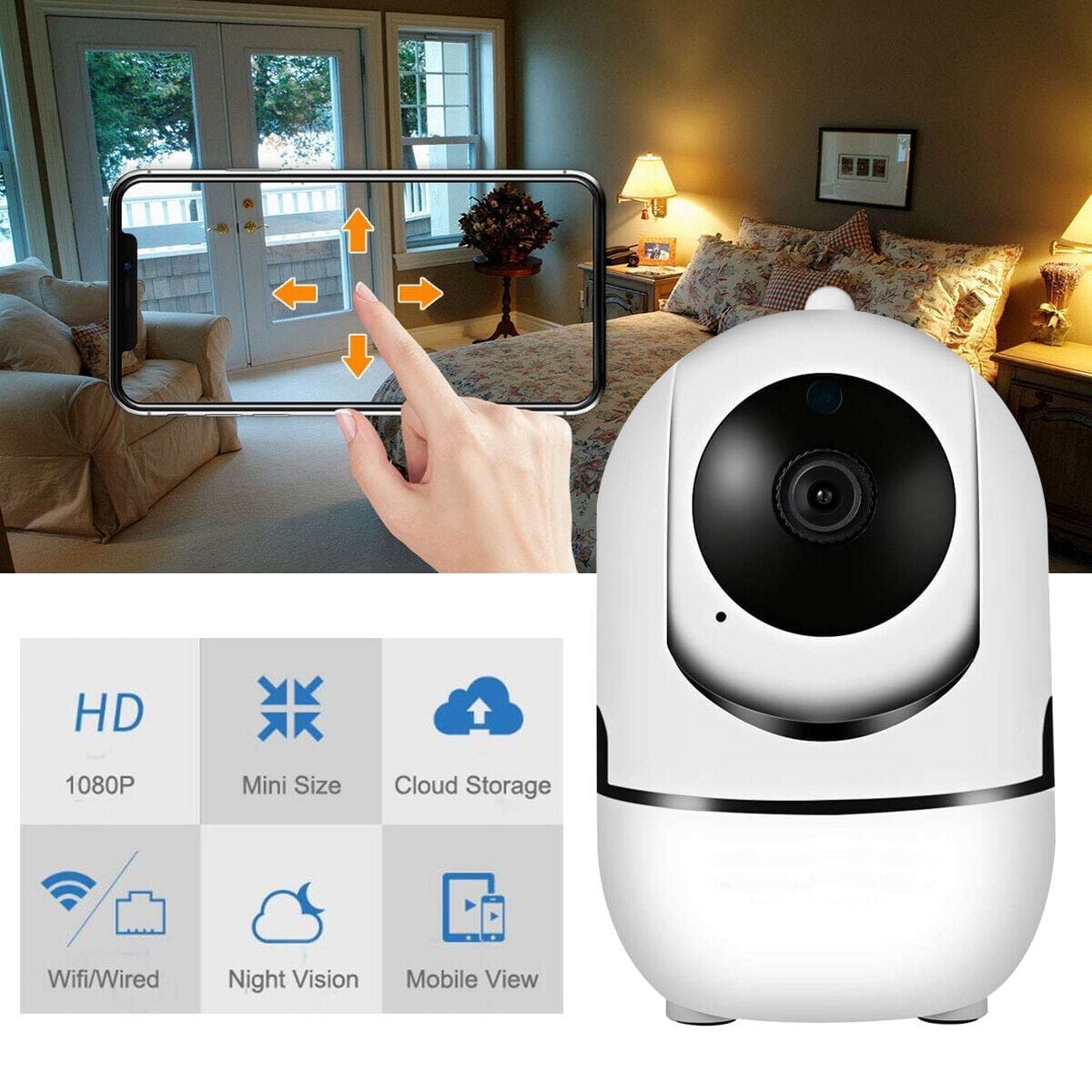 EIMELI 1080P Pet Camera Indoor Security Camera with Two-Way Audio, Motion Detection, Night Vision for Pet/Baby/Nanny/Elderly Compatible with iOS\u0026Android
