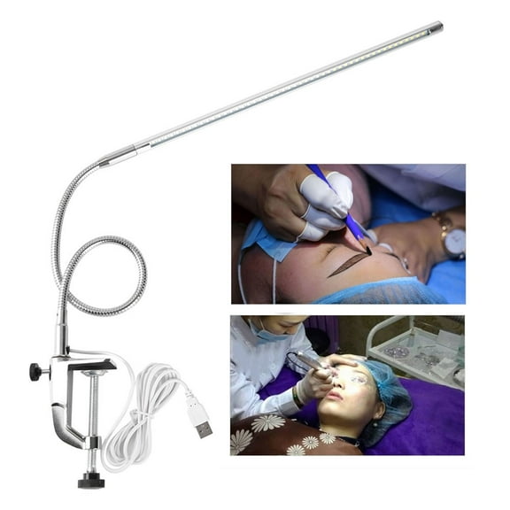 EIMELI 10W LED Desk Lamp with Clamp, USB Adjustable Direction and Brightness Clip Eye-Caring Table Lamps for Reading, Study, Tattoo Light, Beauty Manicure