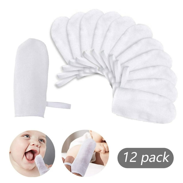 EIMELI 12 PCS Soft Baby Mouth Cleaning Gauze Finger Cots For Cleaning