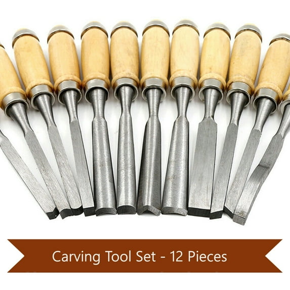 EIMELI 12 Piece Wood Carving Tool Set Steel Burin For Wax Carving Detail Processing Knife Kit Clay Sculpture Hand Chisel For Woodworking