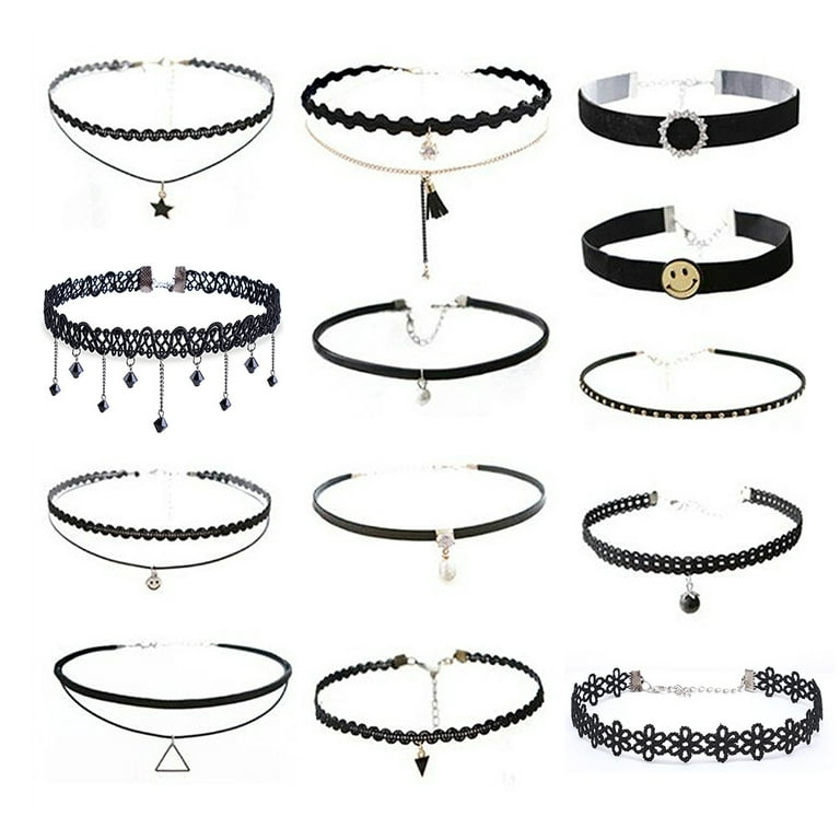 Outee 20 Pcs Choker Set Black Chokers Necklaces for Women Choker Necklaces  for Teen Girls Classic Choker Henna Choker Layered Necklaces with Material  of Velvet