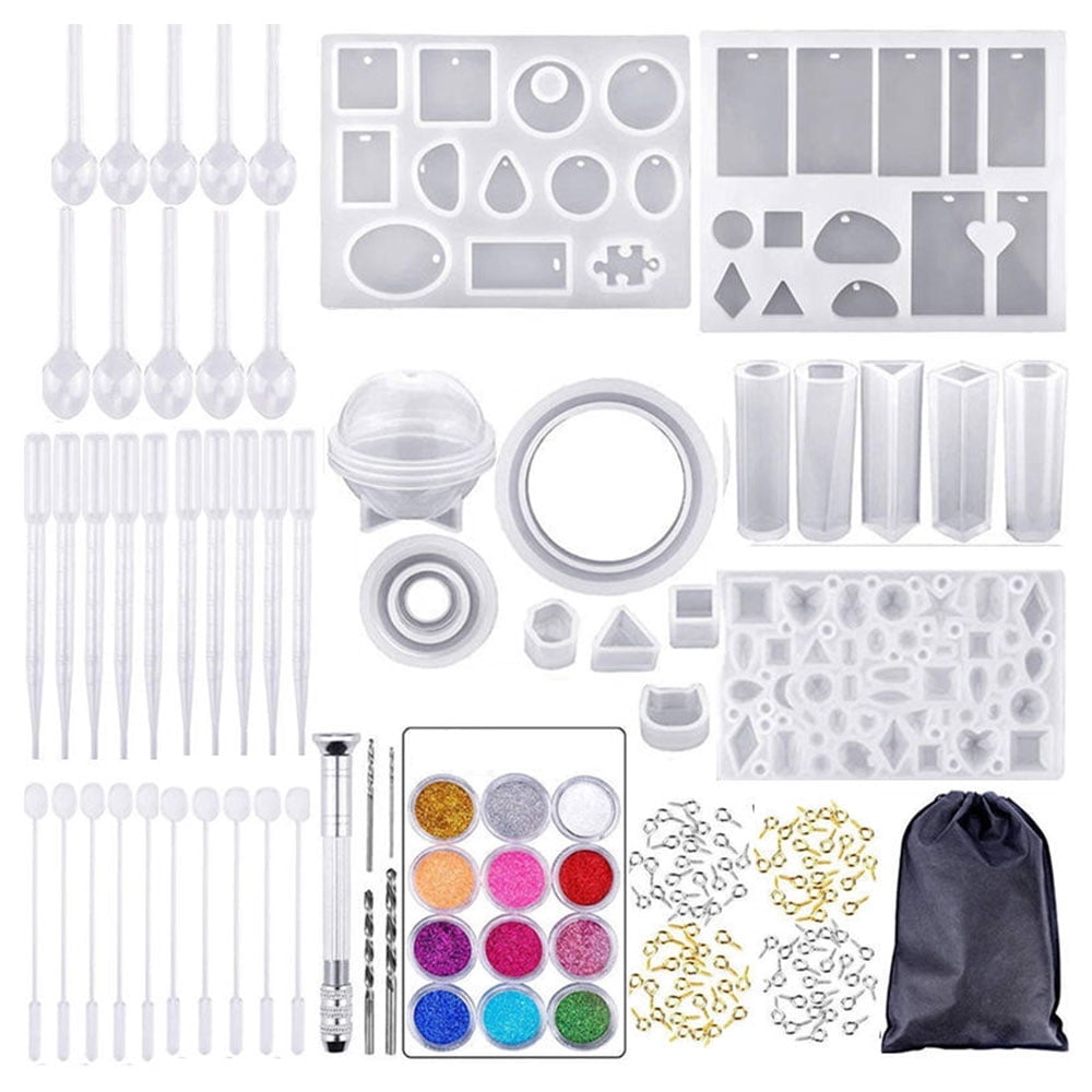 EIMELI 159 Pcs Resin Molds Tools Kit, DIY Jewelry Craft Making Silicone Casting Molds for Key Chain Earrings Necklaces Bracelets Pendant