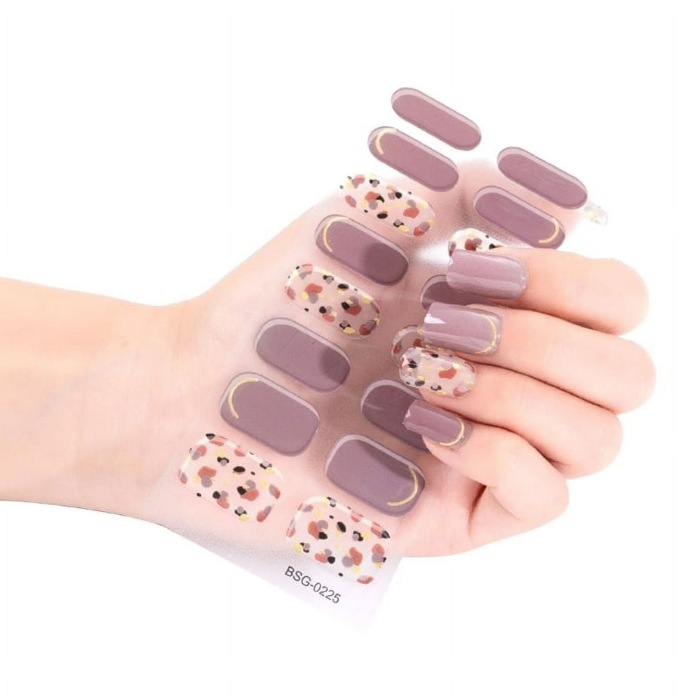 Semi-Cured Gel Nail Stickers - 22 Designs With Glitter, Requires UV/LED Lamp For Curing
