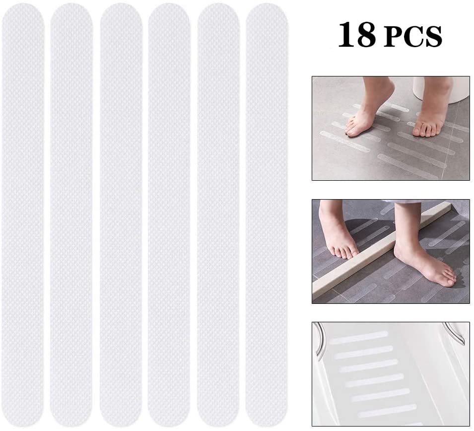 SHELLTON 18 PCS Anti Slip Safety Bathtub Stickers Non-Slip Shower Strips  Treads to Prevent Slippery Surfaces Clear PEVA Grip Tape