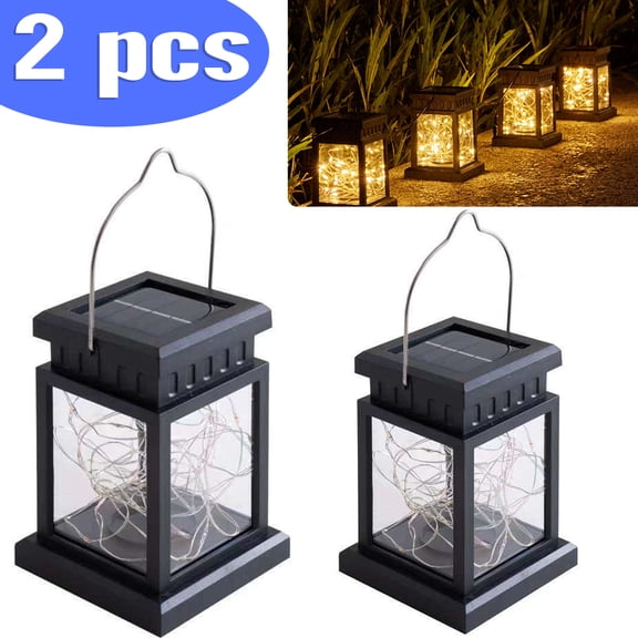 EIMELI 2 PACK Waterproof Outdoor Solar Lantern Hanging Light LED Yard Patio Garden Lamp Decors Outdoor Solar Lantern Hanging Light LED Yard Patio Garden Lamp Decors (Warm White)