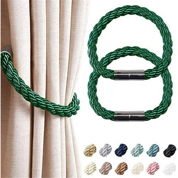 EIMELI 2 Pack Strong Magnetic Curtain Tiebacks Modern Simple Style Drape Tie Backs Convenient Decorative Weave Rope Curtain Holdbacks for Thin or Thick Home & Office Window Draperies