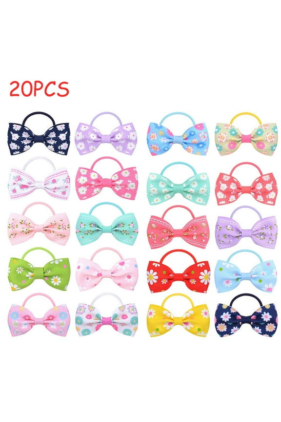 20 Colors 2 Inches Baby Girls Grosgrain Ribbon Hair Bows Ties Mini Boutique Elastic Hair Rubber Ribbon Hair Band Accessories for Kids Toddlers Infants(20 Pieces)