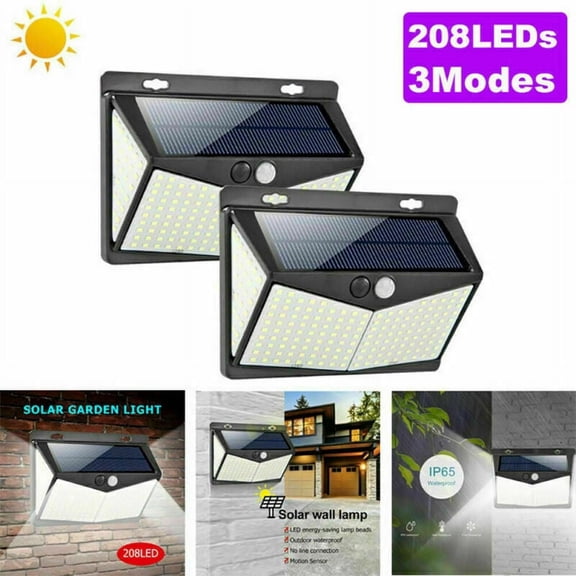 EIMELI 208 LEDs Solar Power PIR Motion Sensor Wall Lights Outdoor Garden Lamp Waterproof