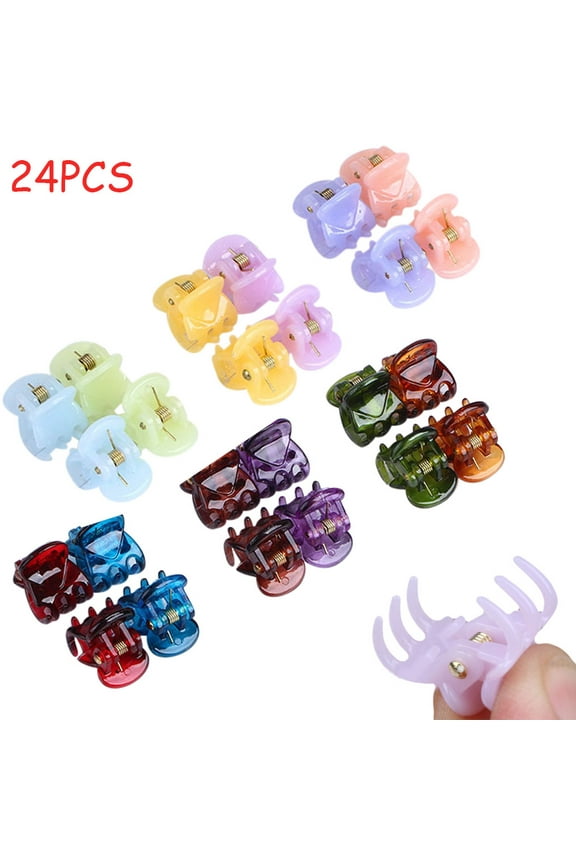 24 Pieces Small Mini Hair Clips Tiny Hair Claws Pins Clamps Plastic for Women Girl's Hair (Multicolor) - Great for Easily Pulling Up Your Hair