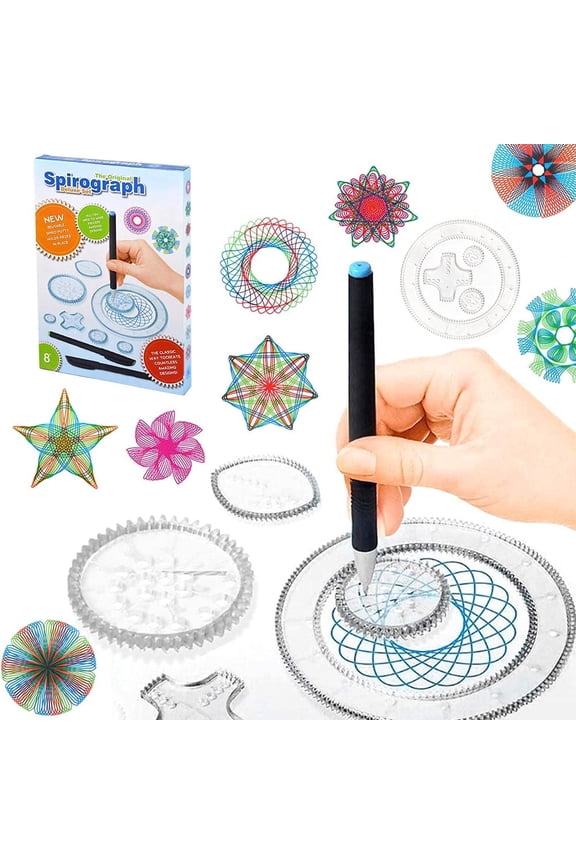 27 Pcs Spirograph Deluxe Design Set Creative Drawing Spirograph Original Design Cyclex Shapes Kit for Kids Boys Girls Children Educational Intelligence Development