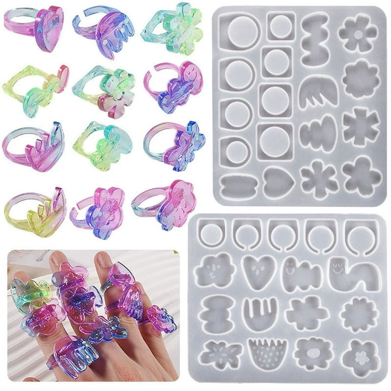 EIMELI 2Pcs Different Shapes Silicone Resin Ring Mold, Ring