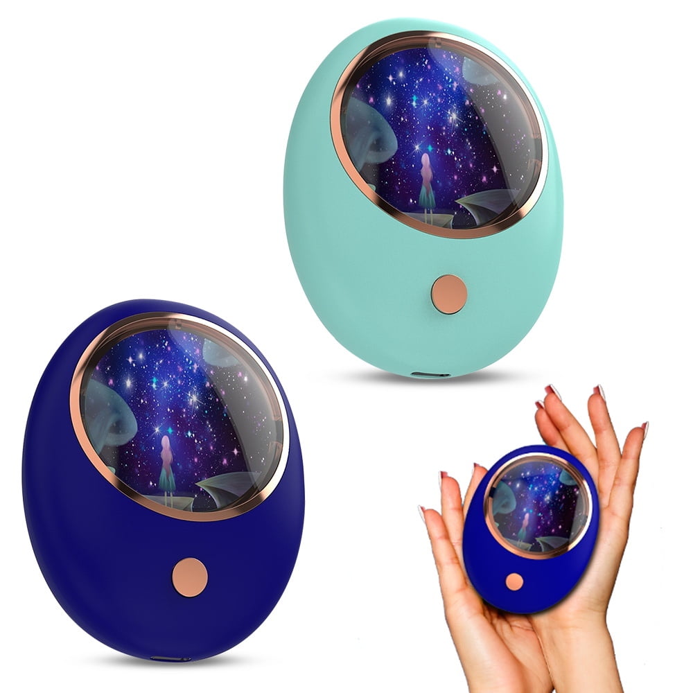 EIMELI 2Pcs Hand Warmers Rechargeable, Space Light USB Handwarmer, 2400mAh Electric Hand Warmer Power Bank, Reusable Portable Hot Hands Heater for Women Men Kids Winter Gift
