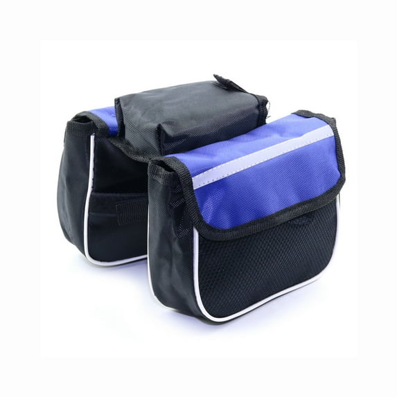 EIMELI 3 In 1 Riding Bag Bike Double Saddle Shape Bag Rainproof Waterproof Front Frame Tube Mountain Bike Outdoor Bicycle Riding Bag, Blue/S