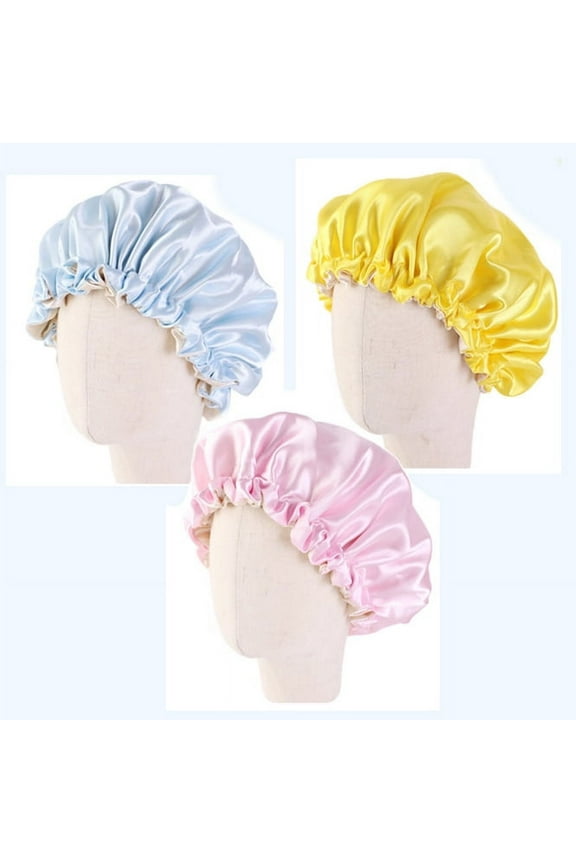 3 Pcs Hair Kids Satin Bonnet Sleeping Cap Adjustable Sleep Bonnet with Drawstring Reversible Night Caps for Kids Child Baby Toddler Sleep Cap Double Layer