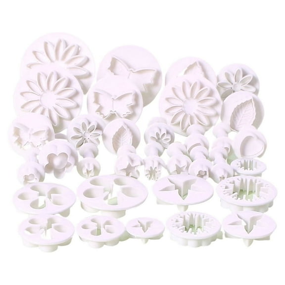 EIMELI 33 Pcs Flower Cutter, Molds Cookie Plunger Cutters Sugarcraft Flower Leaf Butterfly Heart Shape Chocolate Biscuits Cake Decorating Mould DIY Tools