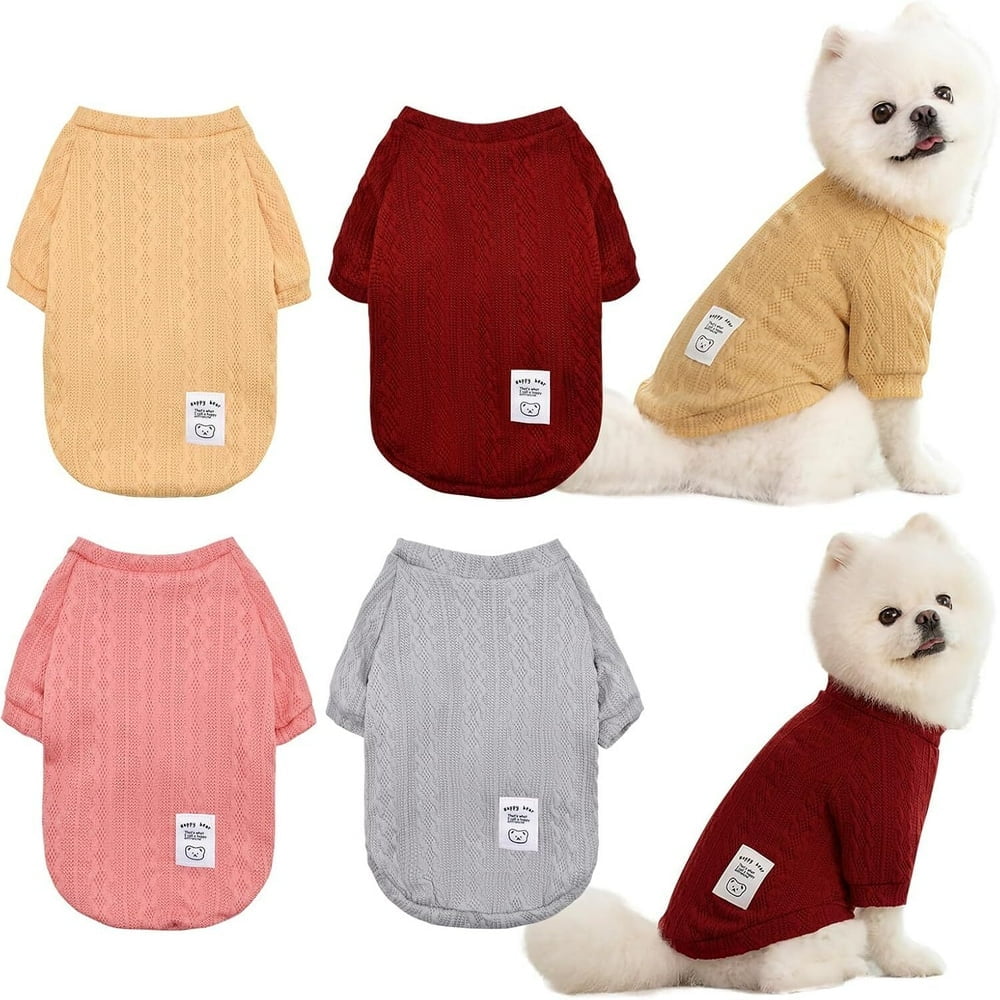 EIMELI 4 Pack Dog Knitted Sweater Dog Clothes for Small Medium Dogs  Warm Soft Puppy Kitten Dog Sweaters for Boy Girl Pet in Winter  Pet Cat Clothes Outfits Cold Weather Pullover for Chih