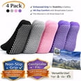 thumbnail image 1 of AMERTEER 4 Pairs Anti Socks Non Skid Slipper Yoga Trampoline Socks with Grips Sticky Home Hospital Athletic Socks For Adult Women, 1 of 7