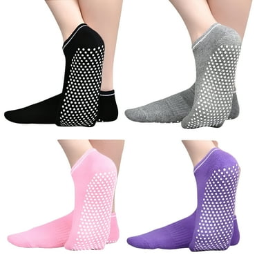 EIMELI 4 Pairs Anti Socks Non Skid Slipper Yoga Trampoline Socks with Grips Sticky Home Hospital Athletic Socks For Adult Women