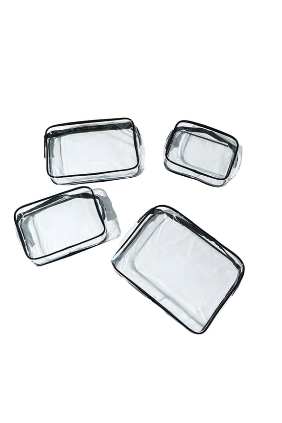 4 Pcs Clear Makeup Bags,Clear Toiletry Carry Pouch with Zipper Portable Plastic Waterproof Cosmetic Bag