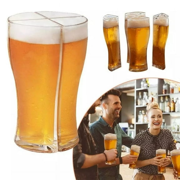 EIMELI 4 in 1 Acrylic Beer Mug Dimpled Beer Mug for Party
