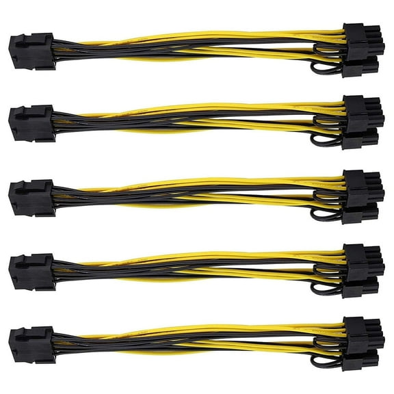 EIMELI 5 Pack PCIe 8 Pin Female to Dual 8 Pin (6+2) Male PCI Express Adapter Power Cable PCIE Y - Splitter Extension Cable 7.87 Inches