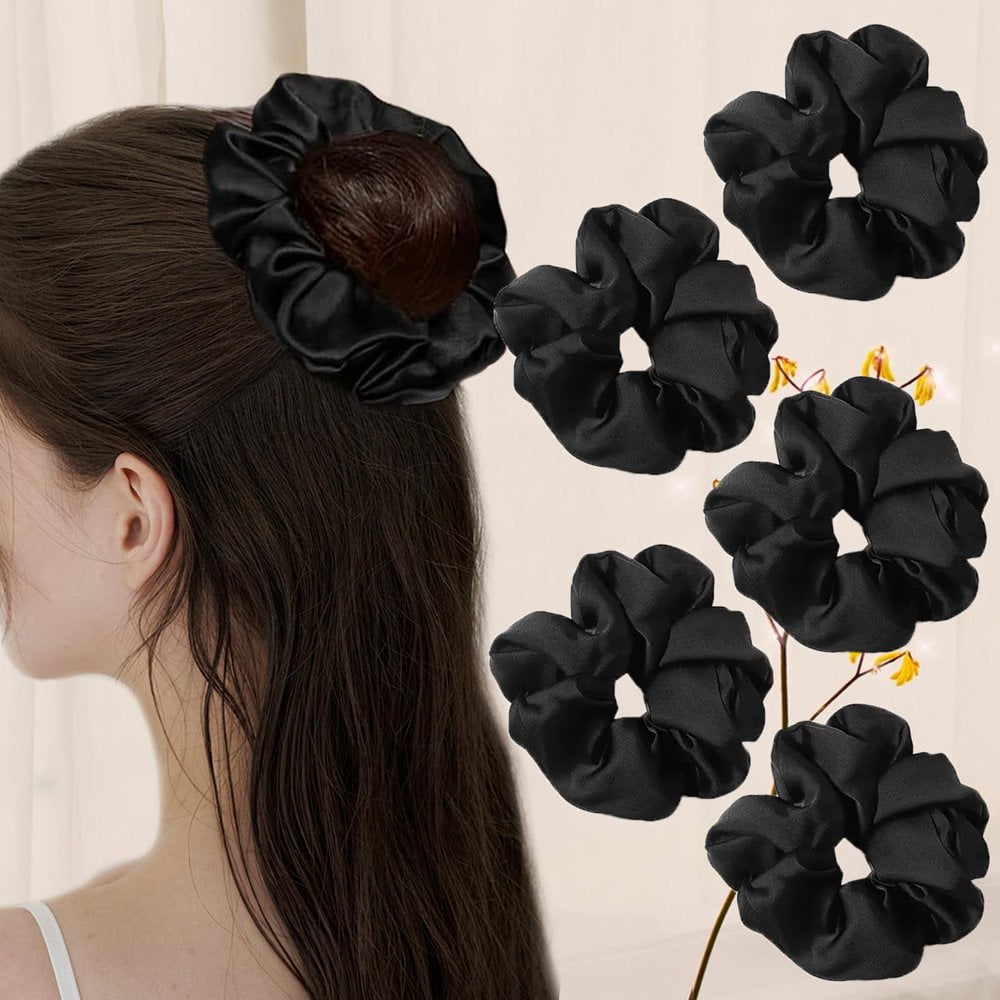 EIMELI 5 Pcs Satin Hair Scrunchies for Women  Softer Than Silk Scrunchies for Hair No Damage Scrunchy Ponytail Holder Silk Hair Ties Gifts