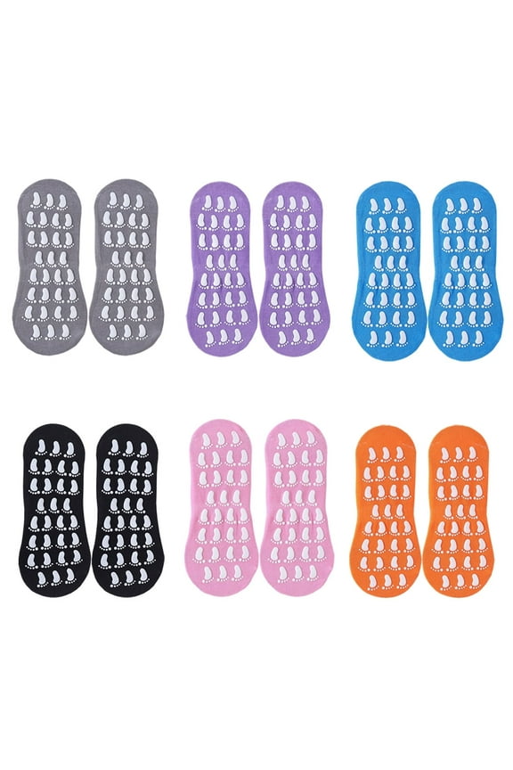 6 Pairs Non Slip Skid Socks for Women, Slipper Socks with Grippers for Hospital Yoga Pilates