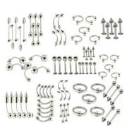 EIMELI 85Pcs Belly Button Piercing Kit Piercing Jewelry Set for Lip Nose Stainless Steel Body Jewelry for Multiple Locations