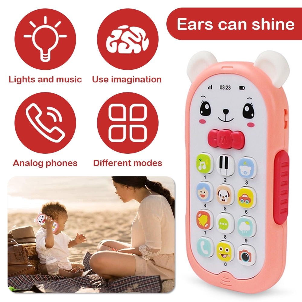 EIMELI Baby Cell Phone Toy with Teether, Light up, Music & Adjustable ...