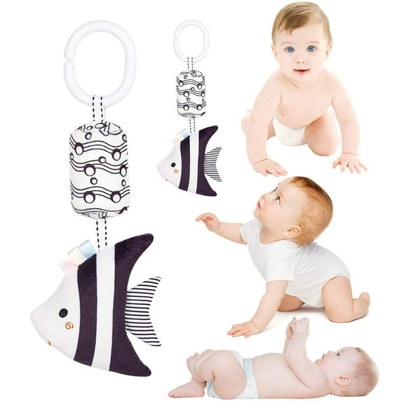 EIMELI Baby Rattles Stroller Hanging Soft Plush Toy Mobile Bed Black White Cute Animal Baby Crib Hanging Ball Toys For Baby 0-18 months old