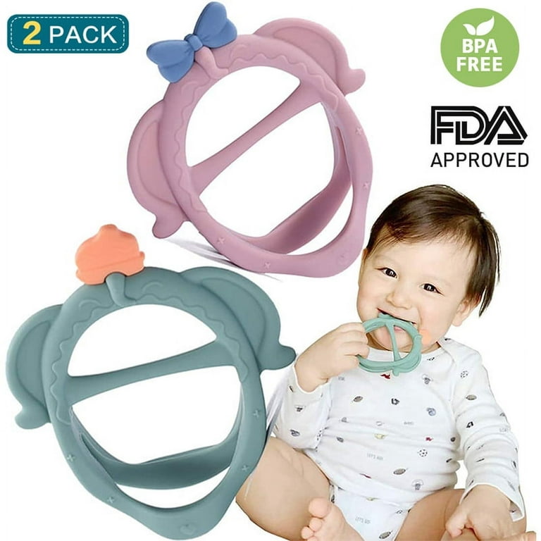 Original Teething Toy for Baby 3 Months+, BPA-Free Food Grade Silicone,  Easy to Hold & Naturally Fits in Mouth, Stimulates and Massages Sore Gums