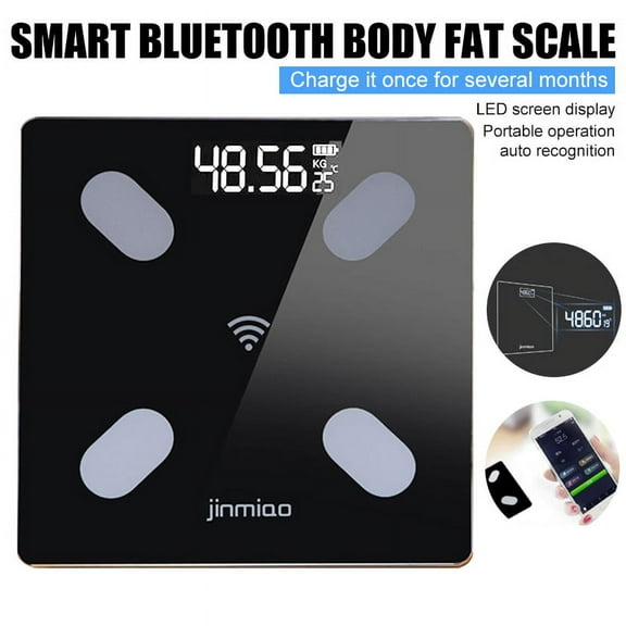 EIMELI Body Fat Scale, USB ChargingSmart Wireless Digital Bathroom BMI Weight Scale, Body Composition Analyzer Health Monitor with Digital Backlit LCD with Smartphone App - Black