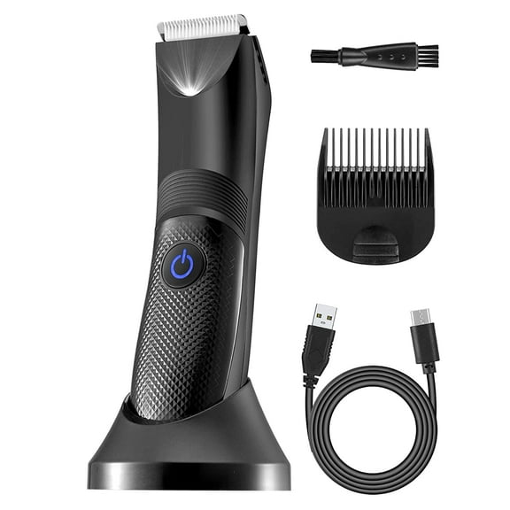 EIMELI Body Trimmer for Men, Electric Groin Hair Trimmer with Light, Waterproof Wet/Dry Clippers, Rechargeable Built-in Battery, Ultimate Male Hygiene Razor
