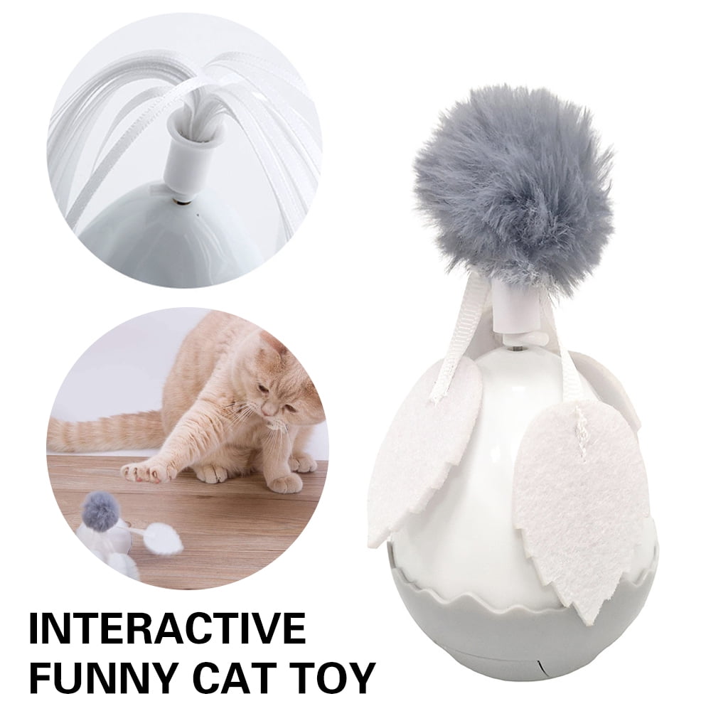 EIMELI Cat Automatic Rotation Tumbler Toys With Tassel Fuzz Ball Feather Tease Cat Stick Kitten Dangler Rod Interactive Toys In Pet