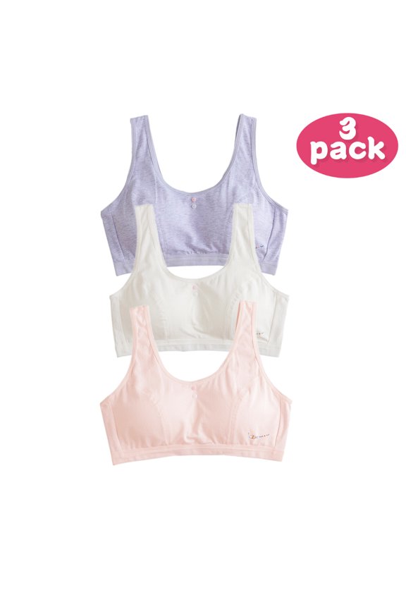 Cute Bra for 8-15 Girls in Puberty Brief Seamless Bralette 95% Cotton No Underwire Padded Comfortable Vest-style Sport Running Underwear for Student