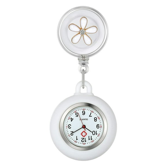 EIMELI Cute Sakura Nurse Watch Card Clip-on Hanging Lapel Watch With Retractable Rope For Nurse's Day, Doctor's Day