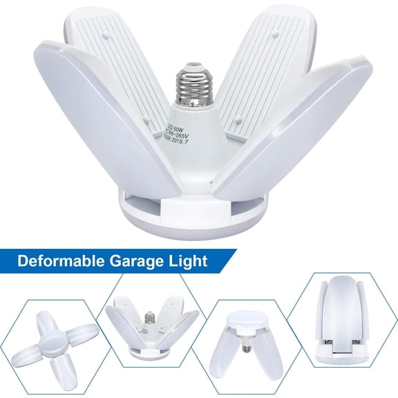 EIMELI Deformable LED Garage Basement Shop Work Lights Home Ceiling Fixture Lamp 360 Degrees Angle Adjustable Ceiling Lamp 60W 6000LM E27