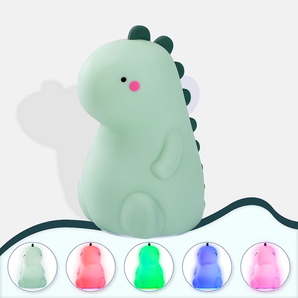 EIMELI Dinosaur Night Light for Kids, LED Nursery Lamp for Toddler's Room, Cute Color Changing Silicone Baby Night Light with Touch Sensor, Dinosaur Gifts for Boys Girls(Green)