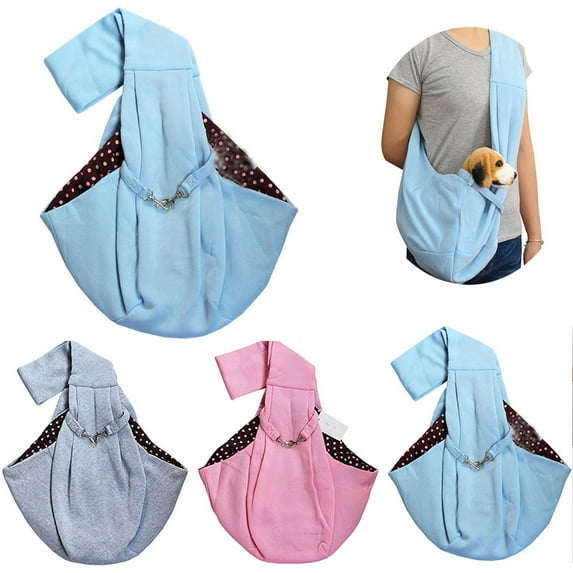EIMELI Dog and Cat Sling Carrier, Hands Free Reversible Pet Papoose Light Bag, Soft Pouch and Tote Design Suitable for Puppy, Small Dogs, and Cats for Outdoor Travel Blue