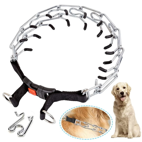 EIMELI Dog Prong Collar, Dog Pinch Training Collar with Quick Release Snap Buckle And Adjustable Length for Small Medium Large Dogs S (Weight: Around 35 lbs)