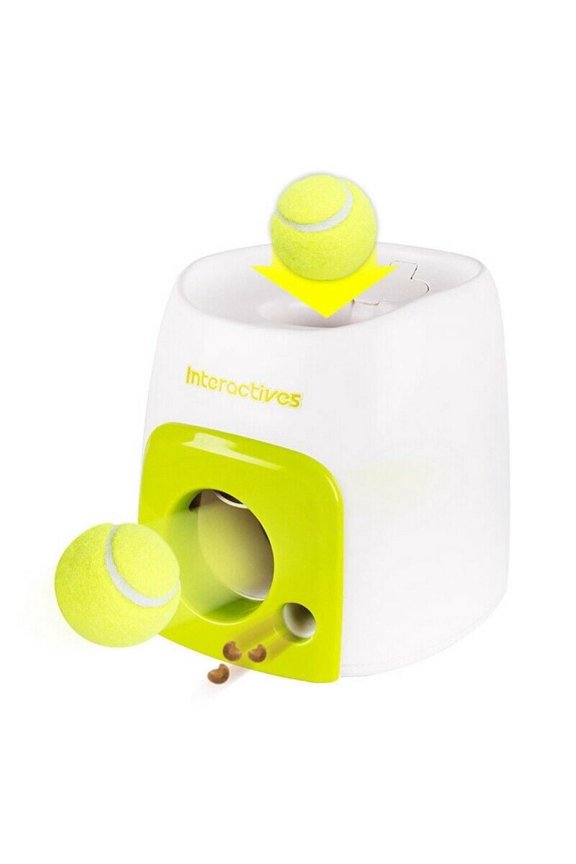Dog Slow Feeder Toy Tennis Ball Thrower Food Rewarded Machine Training Pet Toy