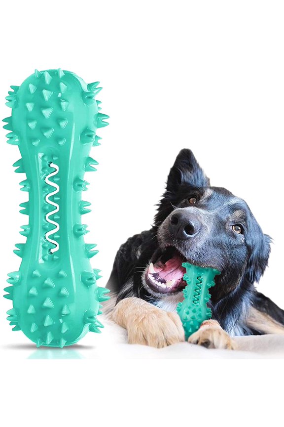 Dog Squeaky Toys Dog Chew Toys for Aggressive Chewers Dog Toothbrush Almost Indestructible and Durable Toys for Small Middle Large Dogs Natural Rubber Bone for Teeth Cleaning