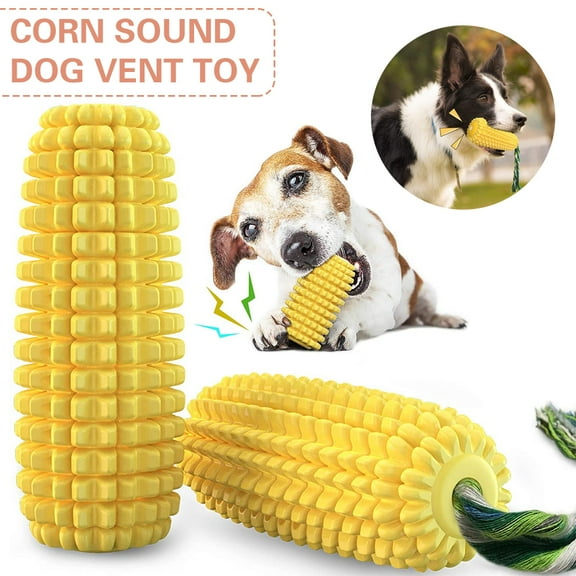 EIMELI Dogs Squeaky Corn Toy Puppy Clean Dental Calculus Chew Toy Pet Durable Bite-Resistant Teething Stick For Small Medium Larger Breed Interactive Toys Relieve Stress