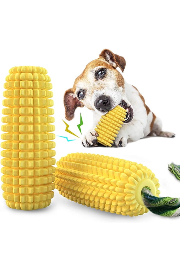 Dogs Squeaky Corn Toy Puppy Clean Dental Calculus Chew Toy Pet Durable Bite-Resistant Teething Stick For Small Medium Larger Breed Interactive Toys Relieve Stress