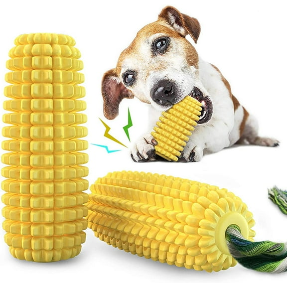 EIMELI Dogs Squeaky Corn Toy Puppy Clean Dental Calculus Chew Toy Pet Durable Bite-Resistant Teething Stick For Small Medium Larger Breed Interactive Toys Relieve Stress