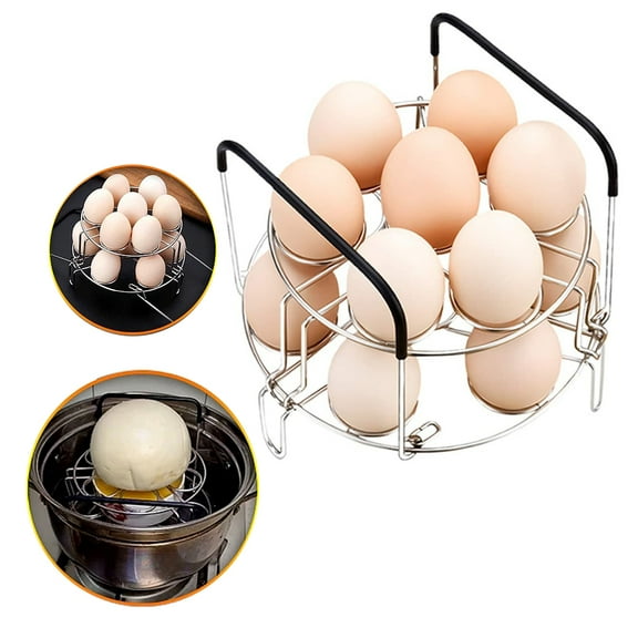 EIMELI Double-layer Foldable Stackable Egg Steamer Rack Trivet with Heat Resistant Handles Compatible for Instant Pot,Pressure Eggs Multipurpose Stainless Steel Cooking Steaming Rack (14 Egg Rack)