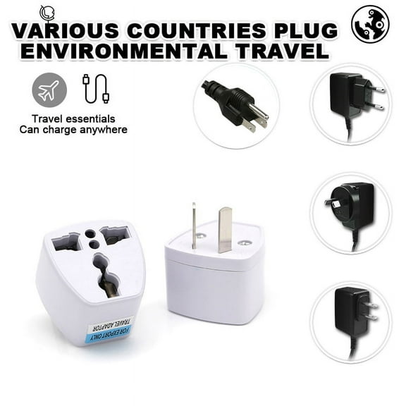EIMELI EU Europe to US USA Travel Plug Adapter Power Converter AC (White)